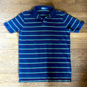 Classic Ralph Lauren polo shirt navy with red and green stripes
